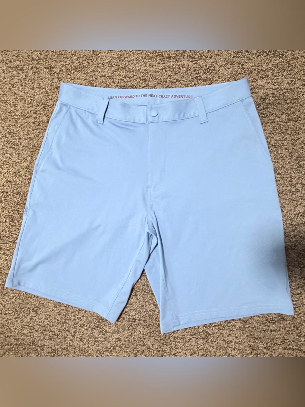 RHONE Light Blue Performance Flat-Front Shorts